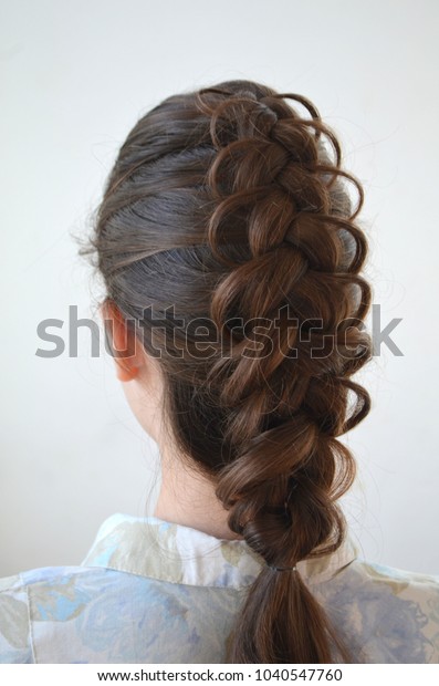 Openwork French Braid Hairstyle Medium Length Stock Photo Edit