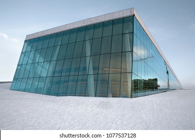The Opera House in Oslo, Norway. Covered in snow.