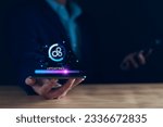 Operating system upgrade concept, installation app and software update process, modernize user equipment, update modern functions, developer released new version Improved security. User is downloading