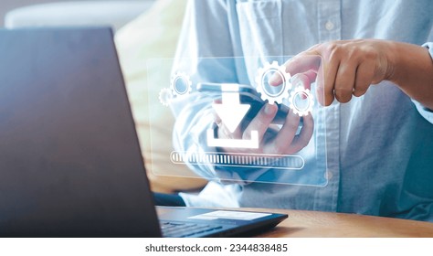 Operating system upgrade Installation app and software update process Keep users' devices up-to-date Update modern functions improve security User is downloading