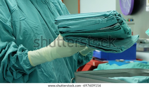 Operation Gown Gloves Equipments Surgical Drapes Stock Photo Edit