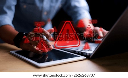 Operation system boot-up failure. Cybersecurity technology, system warning on hacked alerts. System warning error popup and maintenance showing.