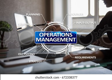 Operations Management Business And Technology Concept On Virtual Screen.