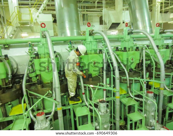 Operator Inspecting Few Pumps Engine Room Stock Photo (Edit Now) 690649306
