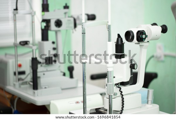 Microscope Vision Check Ophthalmic Microscope Microscopic Apparatus Checking Eyesight Stock ...