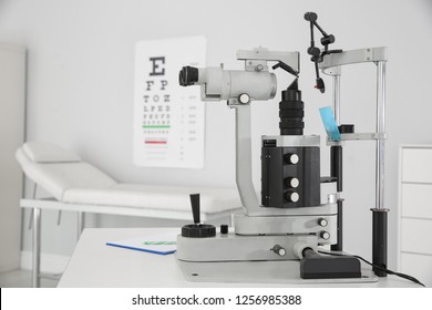 Ophthalmic Slit Lamp At Children's Doctor Office