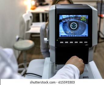 Ophthalmology - ophthalmologist checks the eyes 