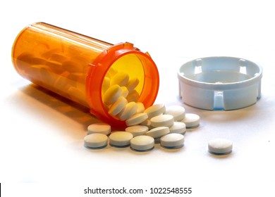 Opioid Crisis - Open Bottle Of Prescription Painkillers