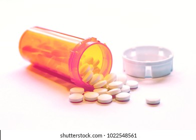 Opioid Crisis - Open Bottle Of Prescription Painkillers