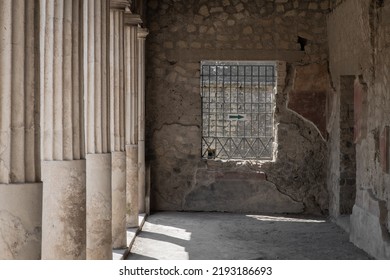 Oplontis, Italy - August 13, 2020: Oplontis Archeological Excavations. Roman City Remains And Ruins. Heritage Of Mediterranean Culture. Italian Unesco Site