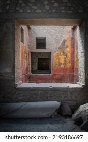 Oplontis, Italy - August 13, 2020: Oplontis Archeological Excavations. Roman City Remains And Ruins. Heritage Of Mediterranean Culture. Italian Unesco Site