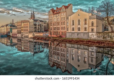 Opole, opolskie / Poland - 02 19 2020: historic tenement houses in Opole by the water
