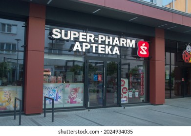Opole, Poland - June 4, 2021: Super-Pharm apteka. Super-Pharm is an Israeli multinational pharmacy chain.