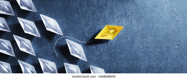 Opportunities Business Concept - Paper Boat Change Direction