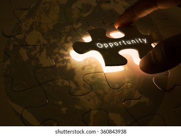 Opportunity Concept With Hand Opening The  Puzzle