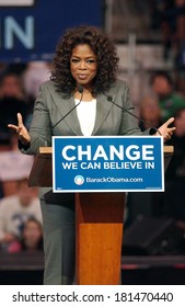 Oprah Winfrey Attending Barack Obama Campaign Rally For Democratic Presidential Primary With Oprah Winfrey, The Verizon Wireless Arena, Manchester, NH, December 09, 2007