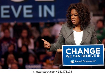 Oprah Winfrey Attending Barack Obama Campaign Rally For Democratic Presidential Primary With Oprah Winfrey, The Verizon Wireless Arena, Manchester, NH, December 09, 2007