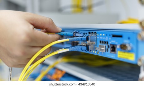 optic fiber cables connected to data center. Has cable. fiber optic. the network of telecoms. In digital communication systems is Link. Through late LC