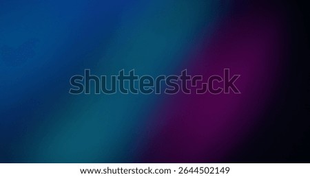 Optical blur transition. Soft light overlay. Blue purple beam film luminosity on black background. Color light fade in abstract darkness.