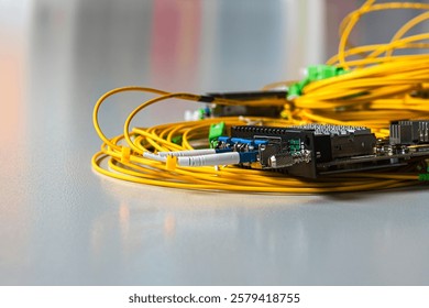Optical Converter with Small Form-Factor Pluggable and Fiber Optic Cable Used for Telecommunication and Data Communications Applications - Powered by Shutterstock - Get 15% off with code: PIKWIZARD15
