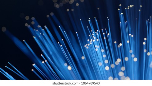 Optical Fiber Light Over Black Background 