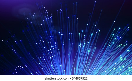 Optical Fiber Network Cable On Black Background.