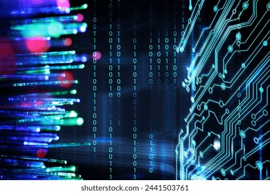 Optical fiber strands, binary code and circuit board, multiple exposure