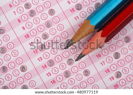 optical form of an examination with pencil