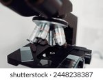 Optical microscope with interchangeable lenses. microscopic examinations.