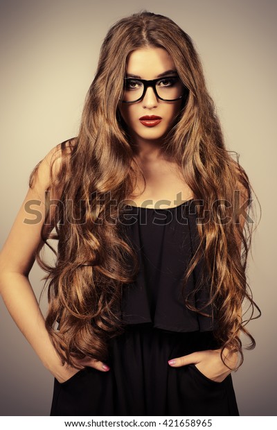 Optics Style Beautiful Sexy Girl Long Stock Photo Edit Now 421658965