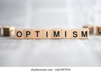 Optimism Word Written Wooden Cube Newspaper Stock Photo 1467497576 ...