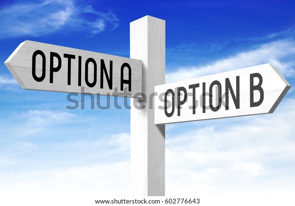 Option Option B Wooden Signpost Stock Photo Edit Now 602776643