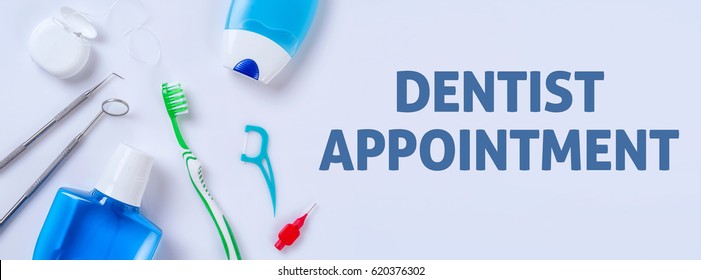 Oral Care Products On A Light Background - Dentist Appointment