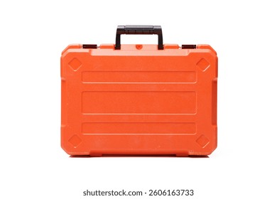 Orang solid plastic tool box isolated on white background