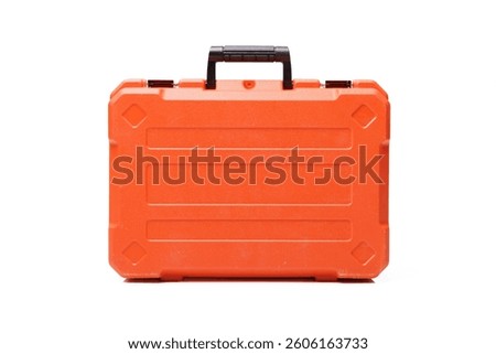 Orang solid plastic tool box isolated on white background