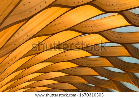 Orange Abstract Architecture Patterns of a Wooden Pavilion 