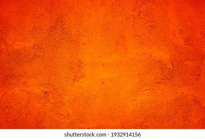 Orange Abstract Background. Painted Orange Color Stucco Wall Texture With Copy Space. Bright Art Wallpaper 库存照片