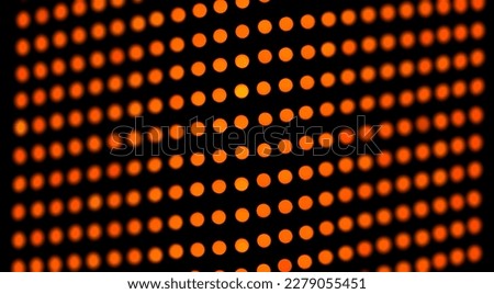 Orange abstract grunge grid polka dot halftone background pattern, LED screen display . Spotted black and orange line illustration, textures.