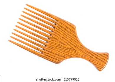 Orange Afro Pick On White Background