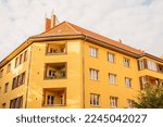 orange apartment house at prenzlauer berg, berlin