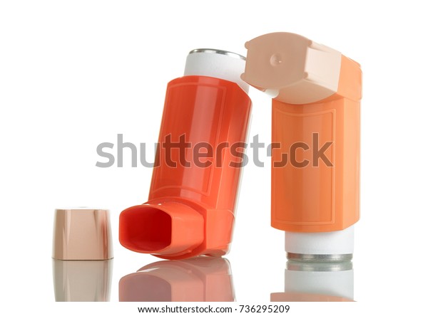 Orange Asthma Inhaler Isolated On White Stock Photo (Edit Now) 736295209