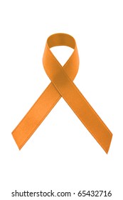 A Orange Awareness Ribbon On White Background