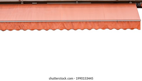 Orange Awning Roof With With White Mockup Front Store.