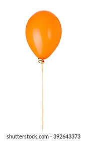 Orange balloon isolated on white background.
