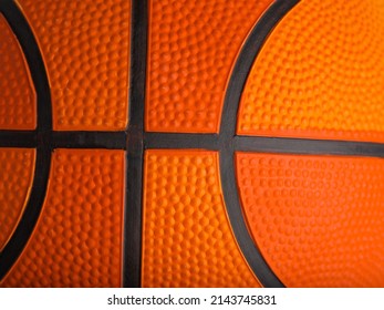 Orange Basketball. Details. Macro Shot. Sports Games, Training, Champions League, Professional And Amateur Sports, Healthy Lifestyle. There Are No People In The Photo. Abstraction.