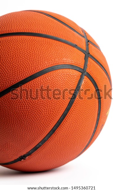 Orange Basketball On Plain White Background Stock Photo (Edit Now