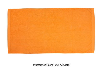 Orange beach towel isolated on white, top view