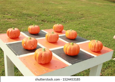 Orange and Black Tic Tac Toe Game Board for Fall