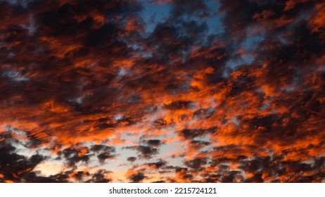 Orange Blue Clouds At Sunset 