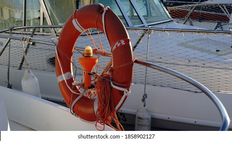 Orange Boat Life Buoy Ring And Lifebuoy Light